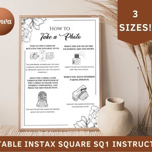 Instax Square SQ1 Photo Guestbook, Printable Party Sign, Instax Square SQ1 Camera Instructions Sign, Polaroid Wedding Printable