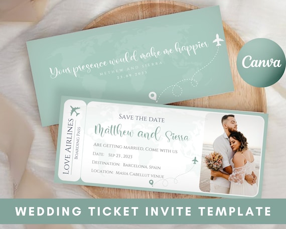 Ticket Save The Date With Photo, Wedding invite, Custom boarding pass, Wedding Invitation, Ticket Wedding, Save the date card, boarding pass