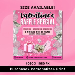 Raffle Flyer for Valentines Day, DIY Flyer Template Design, February ...