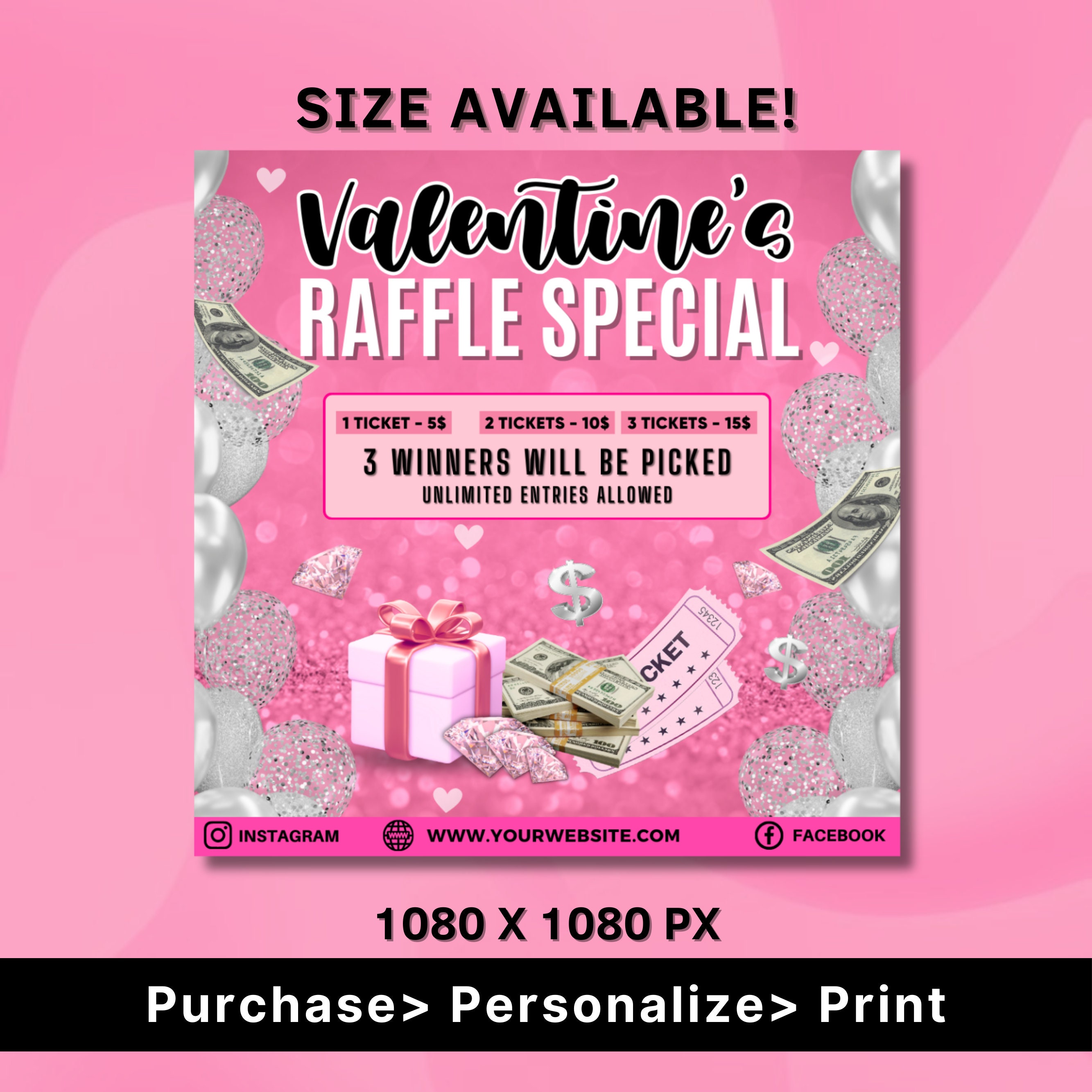 Raffle Flyer for Valentines Day, DIY Flyer Template Design, February ...