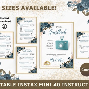 Câmera Instax Mini 40, instruções Instax Mini 40, placa do livro de visitas com fotos, instruções da câmera Instax, como tirar uma foto
