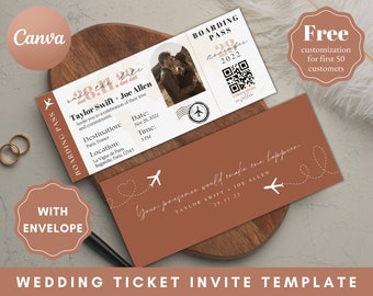 Save the Date Ticket With Photo, Custom boarding pass, Abroad Wedding, Destination Wedding, Ticket Wedding, Travel Wedding, Airplane Ticket
