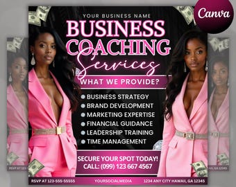 Business Coach Flyer Canva Template, Consultation Flyer,Entrepreneur Flyer,Workshop Flyer,Coaching Template,Coaching Business Flyer Template