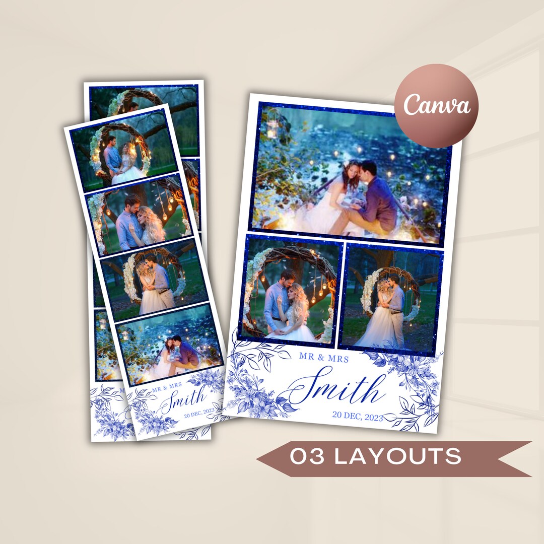 Booth Editable Wedding Photobooth Template, Photo Booth Template, 2x6 Strip Minimal ...