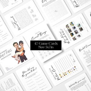 Minimalist Bridal Shower Games Bundle Canva Template, Modern Bridal