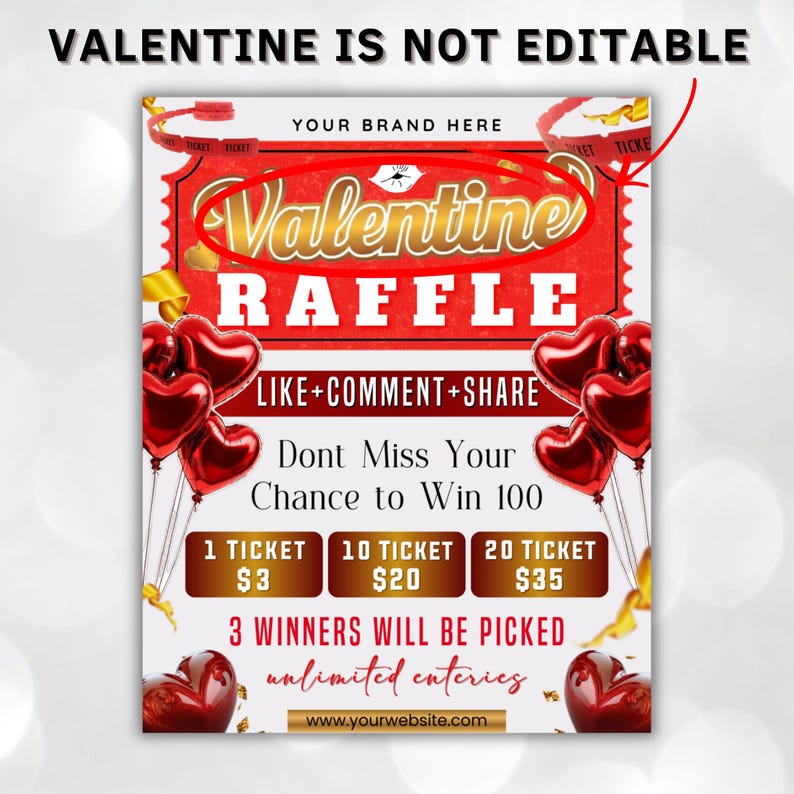 Raffle Flyer for Valentines Day, DIY Flyer Template Design, February ...
