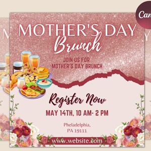 Mother&#39;s Day Brunch, Mother&#39;s day dinner Flyer, Mommy Brunch Flyer, Mothers day Flyer , Editable Printable Template , Instant Download