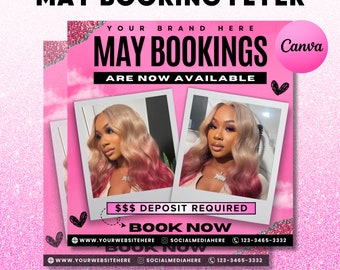 Mother's day Sale Flyer, May Booking Flyer, Book Now Flyer, Hairstylist Flyer Template, Appointment Flyer, Nail Flyer, MUA Flyer, Lash Flyer