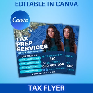 Tax Prep Flyer, Tax Prep Instagram, Tax Flyer Template, Preparation Flyers, Tax Prep Templates, Tax Preparation Post
