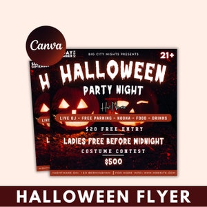 Halloween Flyer, Social Media Flyer, bearbeitbare Halloween-Party-Einladung, DIY Canva-Vorlage, Halloween-Party-Flyer-Canva