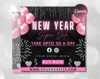 New Years Sale Flyer, Hair Sale Flyer, New Years Invite, Holiday Flyer, Booking Flyer, Hair Flyer, Lash Sale Flyer Social Media Flyer