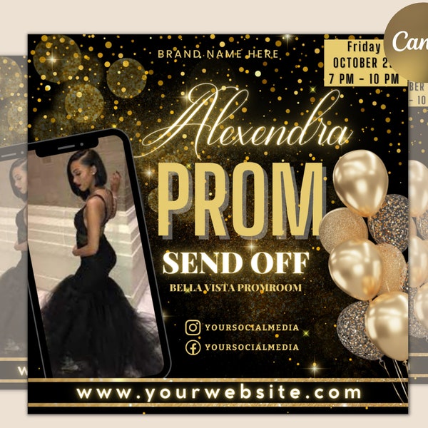 Prom Invitation Flyer, Prom Event Flyer, Prom Invitation, Prom Event Poster, Prom Party Invite, Prom Celebration, Party Flyer Template