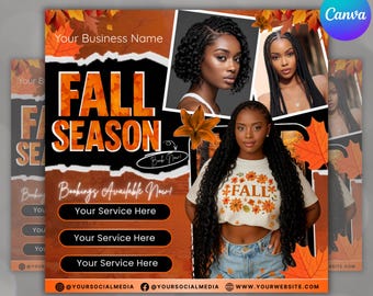 September Booking Flyer, Fall Makeup Deals, Appointment Flyer, Book Now Flyer, Hair, Nails, Makeup Lashes Braids Wigs, Canva Editable