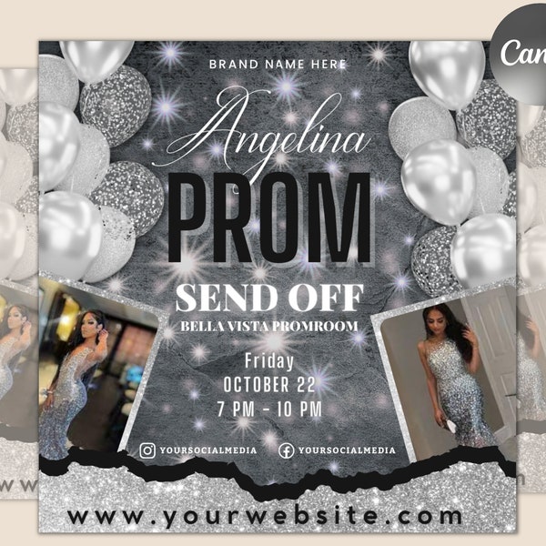 Prom Invitation, Prom Send Off Flyer, Prom Invitation Flyer, Prom Flyer, Prom Sale Flyer, Prom Party Invite, Editable Template in Canva