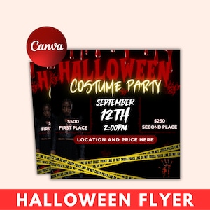 Halloween Flyer, Social Media Flyer, bearbeitbare Halloween-Party-Einladung, DIY Canva-Vorlage, Halloween-Party-Flyer-Canva