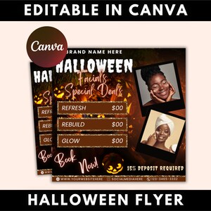 Halloween Booking Flyer, Facial Flyer, Booking Flyer, DIY Flyer Design, Halloween Flyer, Social Media Flyer, Canva Flyer Template