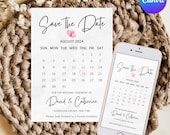 Electronic Save the date Calendar, Simple digital Invitation, Modern Save the date calendar digital download, Canva editable template
