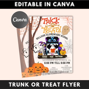 EDITABLE Trunk or Treat, Halloween Flyer, Trunk or Treat Invitation Printable Halloween Invitation, Community Event, Halloween Party Invite