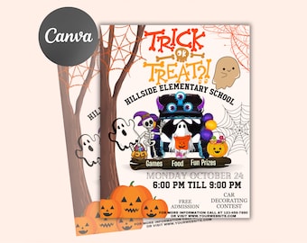 EDITABLE Trunk or Treat, Halloween Flyer, Trunk or Treat Invitation Printable Halloween Invitation, Community Event, Halloween Party Invite
