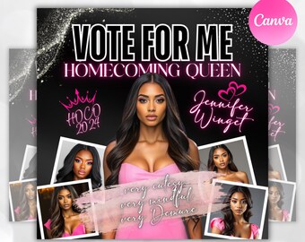 Homecoming Flyer, Vote Homecoming Queen Flyer, Campaign Flyer, Class Campaign Flyer, Prom Queen Flyer, Election Flyer, Canva Templates
