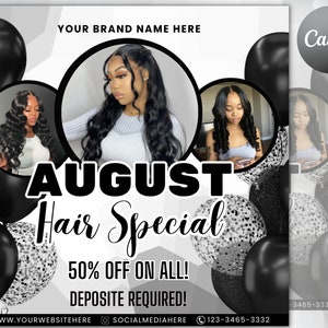 August Bookings Flyer, August Bookings Available, Hair Special Flyer, August Appointment Flyer, August Calendar Flyer, Makeup, Booking Flyer