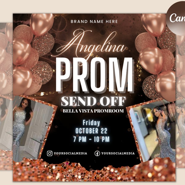 Prom Invitation, Prom Send Off Flyer, Prom Invitation Flyer, Prom Flyer, Prom Sale Flyer, Prom Party Invite, Editable Template in Canva