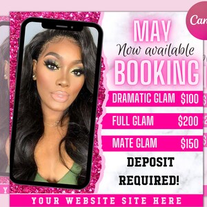 May Bookings Open Flyer | Appointments Available| Salon Book Now Hair Lashes MUA | Social Media Template | Editable Canva Template