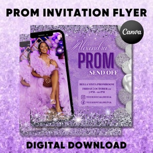Prom Send Off, Prom Invitation, Prom Send Off invitation, Prom Flyer, Prom Sale Flyer, DIY Flyer, Editable Template in Canva