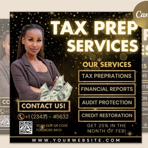 Tax Prep Flyer, Tax Prep Instagram, Tax Flyer Template, Preparation Flyers, Tax Prep Templates, Tax Preparation Post