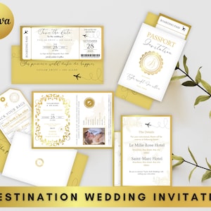 Destination Wedding Invitation, Boarding Pass Invitation, Printable Passport Wedding Invitation, Travel Theme Wedding, Travel Wedding Bundle