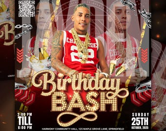 Men's Birthday Party Invitation Template: Customizable Flyer (Digital Download)