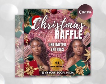 Christmas Raffle Flyer, Christmas Flyer, DIY Flyer Design Template, Giveaway Flyer, Social Media Flyer, Premade Business Flyer