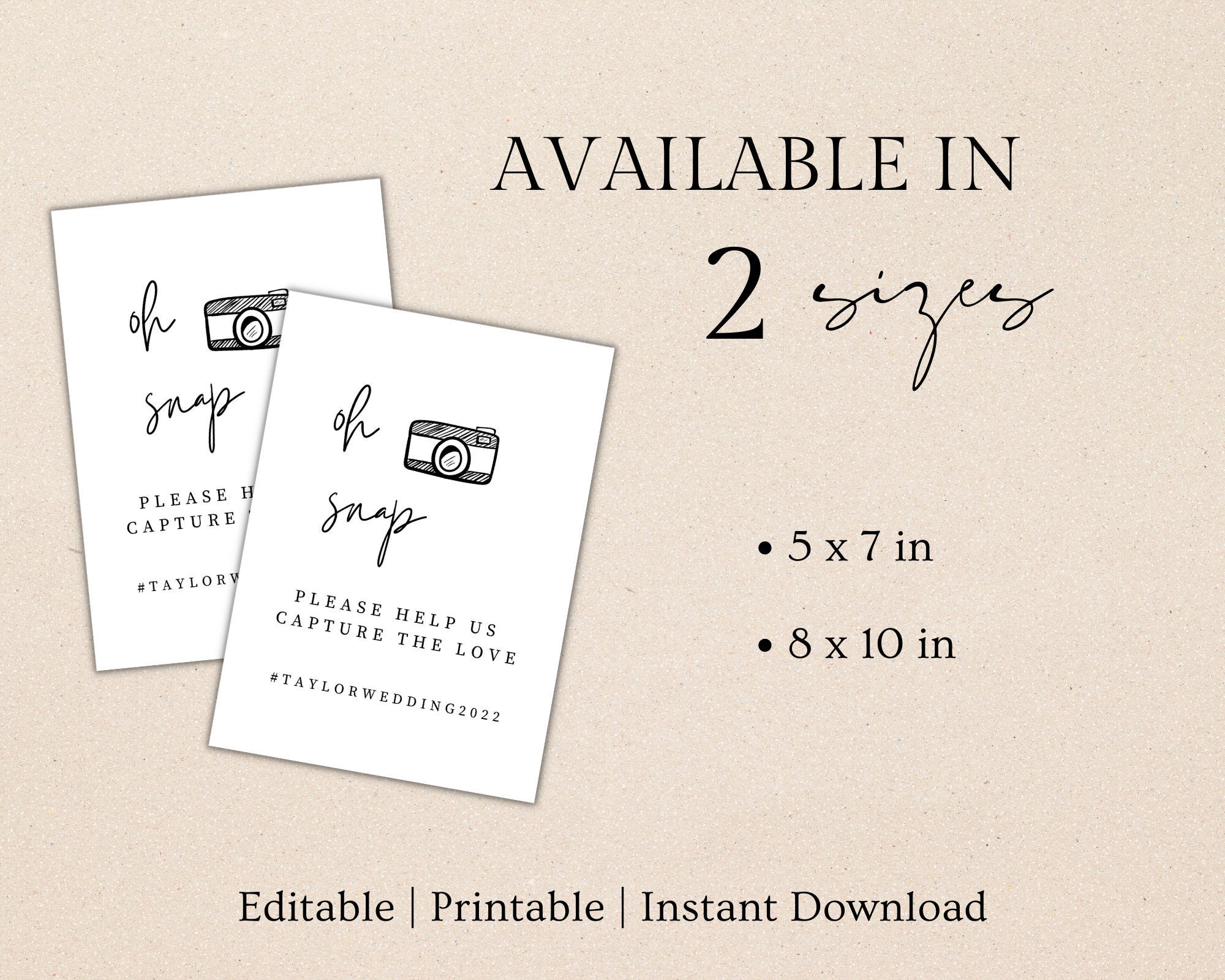 Hand Sign Hash Fill Lettering Editable Wedding Hashtag Sign Template, Use Our Hashtag, Hash Tag Sign ...