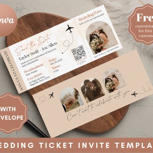 Save The Date Ticket With Photo, Wedding invite, Custom boarding pass, Wedding Invitation, Ticket Wedding, Save the date card, Boarding Pass