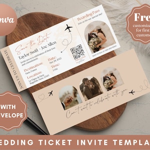 Save The Date Ticket With Photo, Wedding invite, Custom boarding pass, Wedding Invitation, Ticket Wedding, Save the date card, Boarding Pass