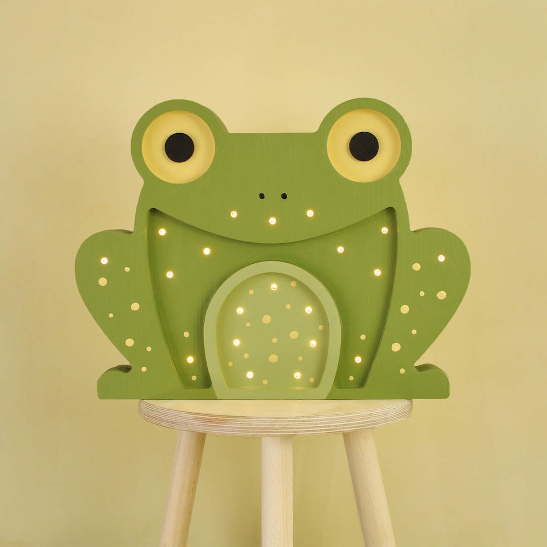 Handmade Wooden FROG Night Lamp Lamp, Nursery Decor, Children Lamp
