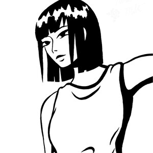 ink *downloadable file* × hand drawn × girl leaning × black and white × aesthetic