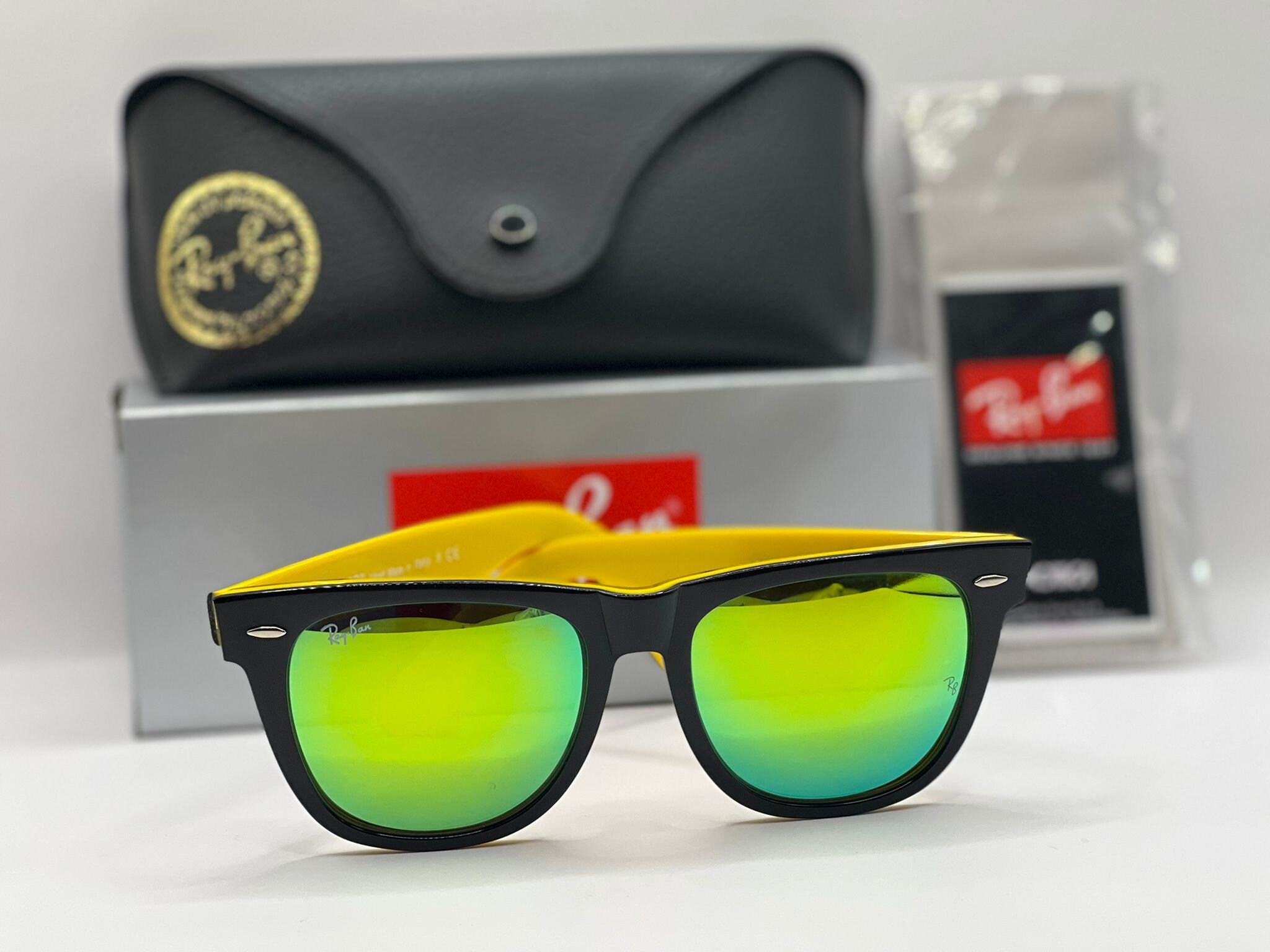 Ray Ban Wayfarer Sunglasses RB2140 Greenish Yellow Flash - Etsy