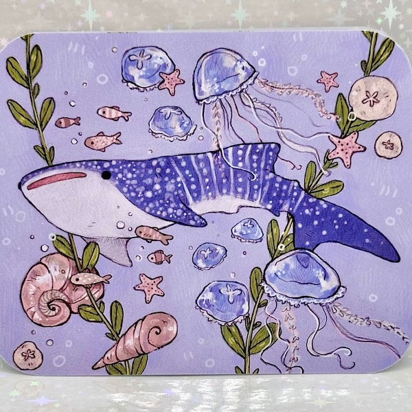 Whale Shark Sticker | 3.5" x 2.5" | Cute Ocean Creatures Sticker | Waterproof Vinyl Sticker | Jellyfish Sharks Art Sticker