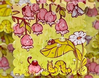 Rainy Day Sticker | Bug, Caterpillar, Ladybug Art (2.9" x 3")