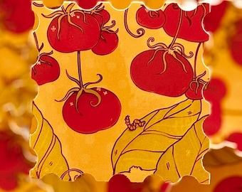 Tomato Caterpillar Sticker | Glossy Waterproof Vinyl Art (2.5"x2.5")