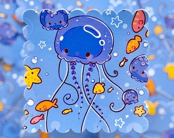 Jumbo Jellyfish Sticker | Glossy Vinyl Ocean Art (2.9" x 3")