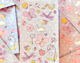 Whimsical Critters Sticker Sheet | Bug Matte Vinyl Art (3.3" x 6")