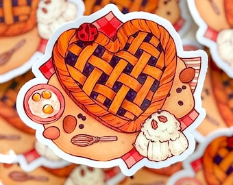 Heart Pie Sticker | Baking Illustration, Glossy Vinyl Decal