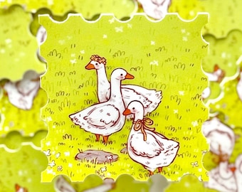 Garden Goose Sticker | Matte Vinyl Art | Cozy Illustration (2.3" x 2.3")