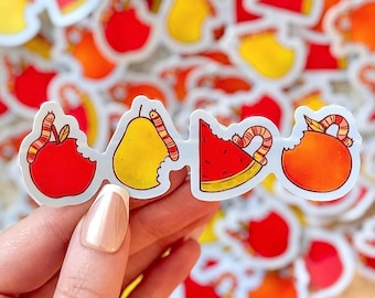 Fruit Caterpillars Sticker | Matte Vinyl Illustration (1.2" x 3.75")