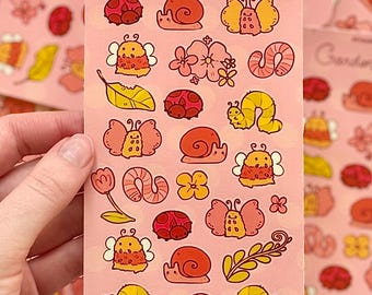 Garden Critters Sticker Sheet | Cottagecore Art, Waterproof Vinyl Stickers (3" x 5.7")