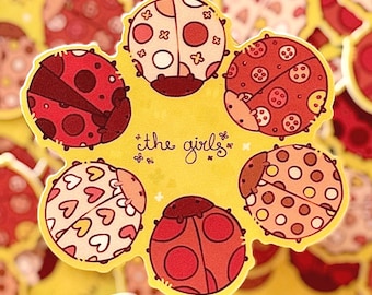 Girly Ladybug Sticker | Matte Bug Vinyl Illustration (2.5" x 2.5")