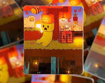 Minecraft Inspired Sticker | Fall Art Sticker | Cozy Halloween Vinyl | Gaming