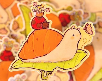 Ladybug Snail Stack Sticker | Bug Garden Art Vinyl Decal (2.75" x 2.75")